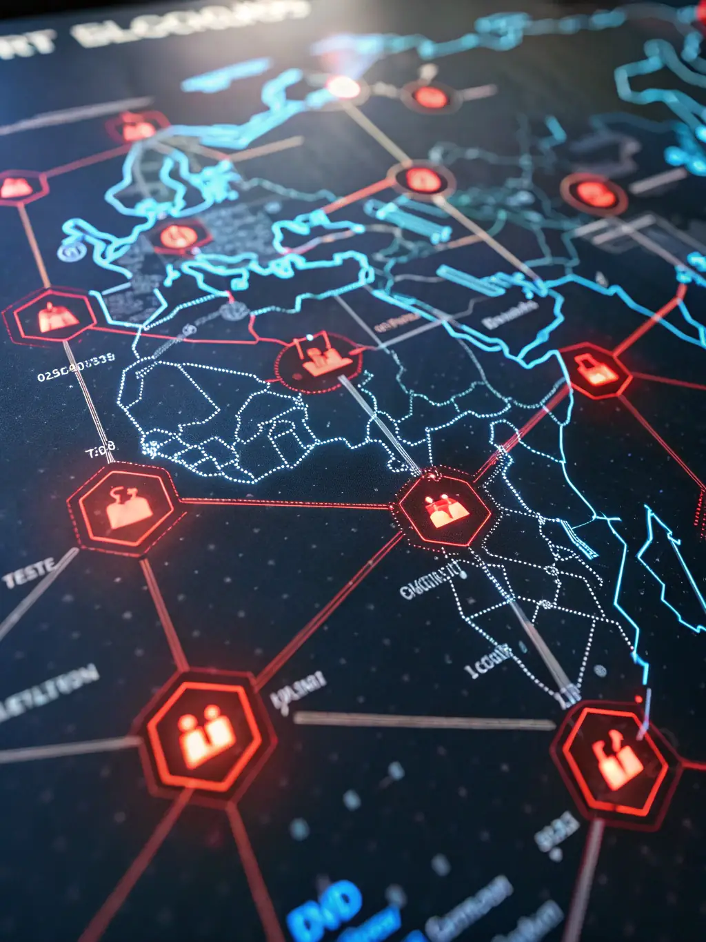 An illustration of a secure network, with interconnected nodes and a central firewall, representing AAA Office, Inc's commitment to cybersecurity.