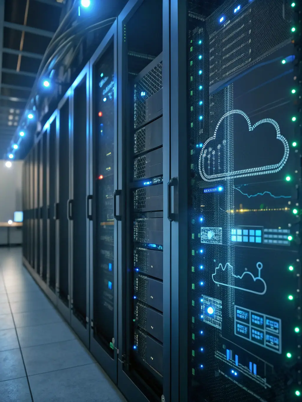 A clean, modern graphic representing cloud computing, showcasing data flowing between devices and a central server, symbolizing AAA Office, Inc's expertise in cloud solutions.