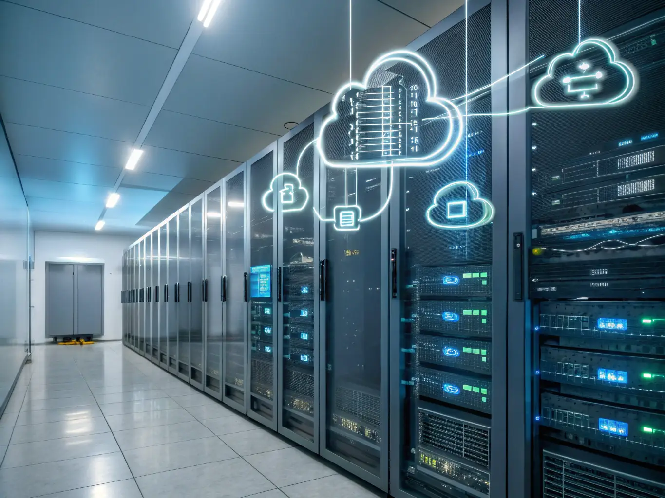 A modern, secure cloud infrastructure setup, representing AAA Office, Inc's cloud computing and IT infrastructure management services.